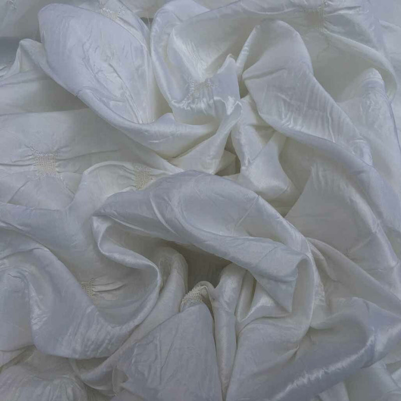 Elasticated Ribbon Taffeta Fabric, White