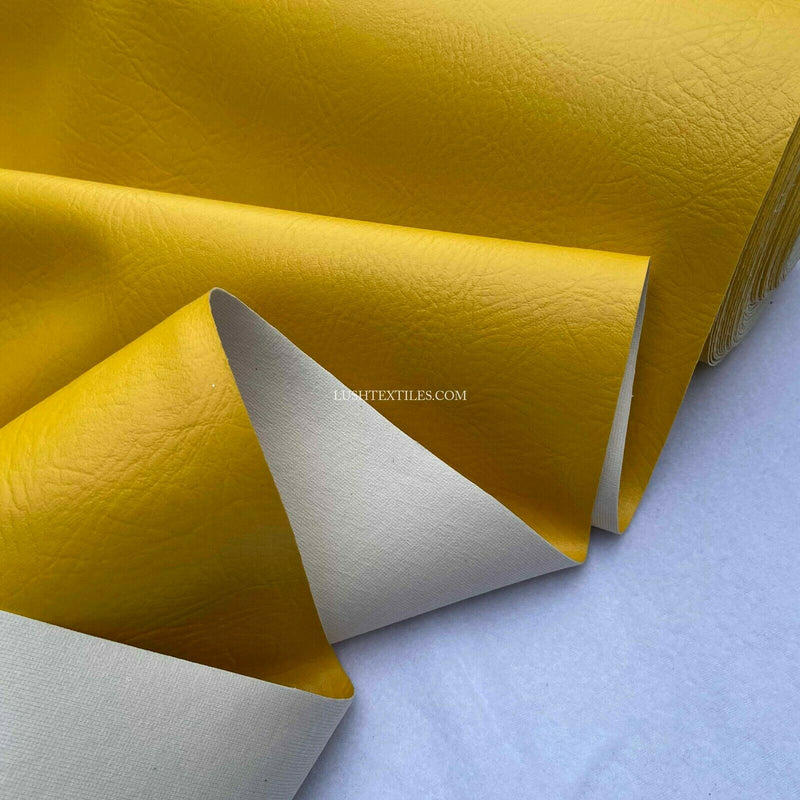 BEE YELLOW HEAVY DUTY UPHOLSTERY FAUX LEATHER/ VINYL FABRIC LEATHERETTE MATERIAL