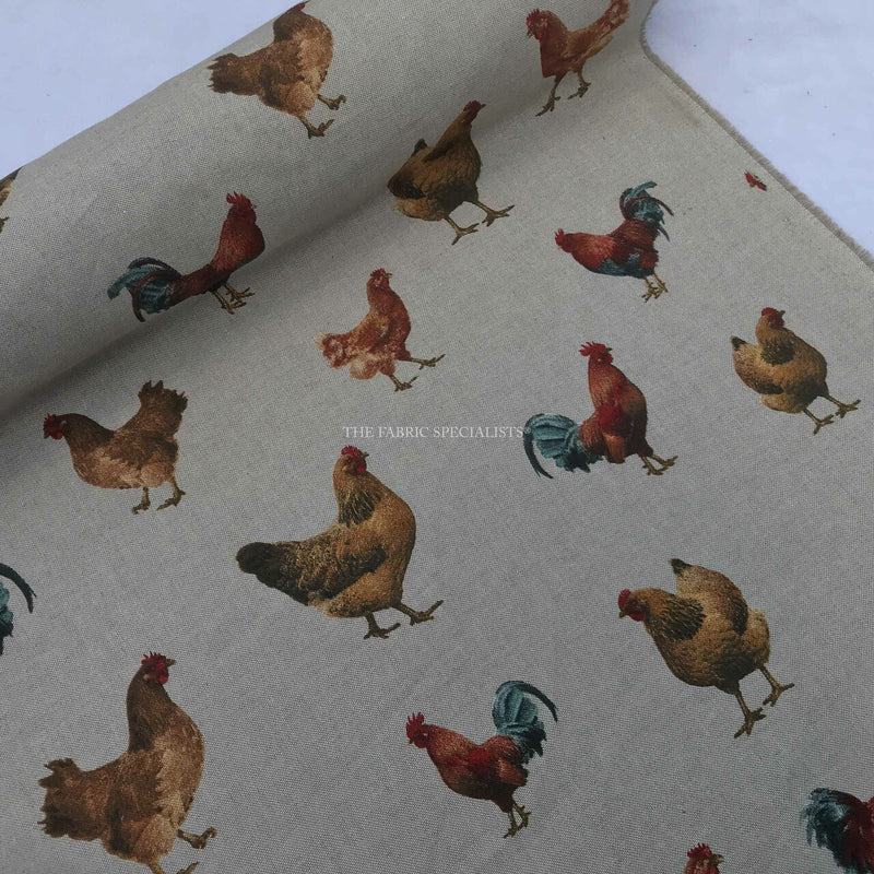 Tissu en coton lin numérique avec des poulets