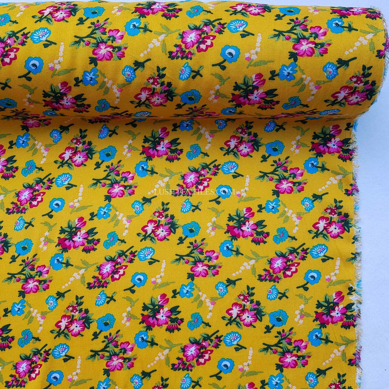 Tissu Viscose Floral D'Lush, Moutarde