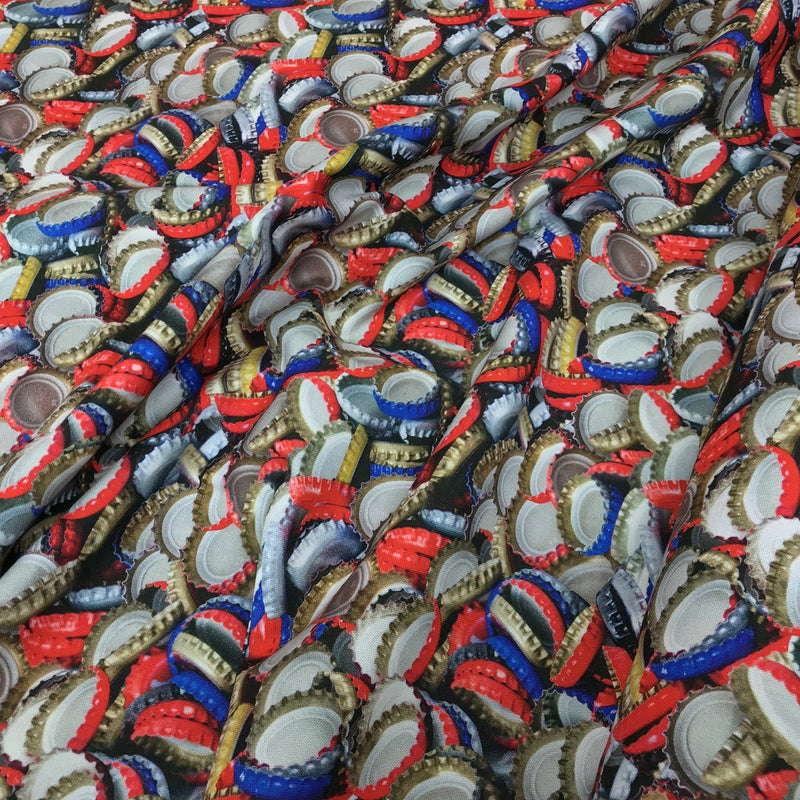 Bottle Tops Digital Print Cotton Fabric