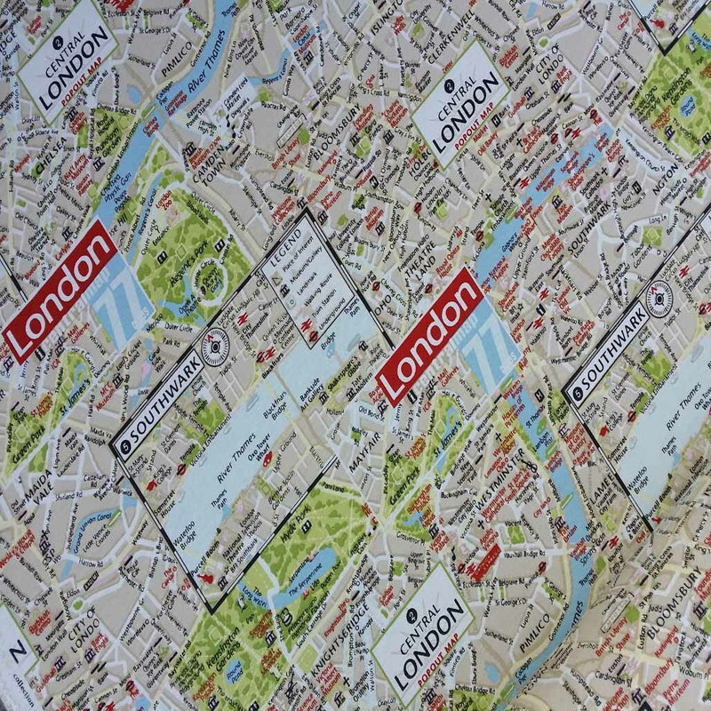 Central London Map Print Fabric