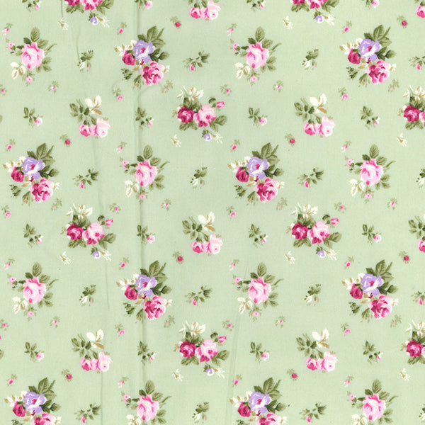 Bouquet Floral Flowers Rose & Hubble Cotton Poplin Fabric