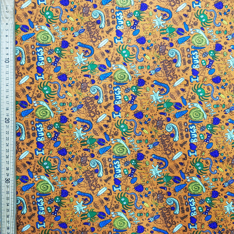 Bugs & Spiders Cotton Poplin Fabric, Orange