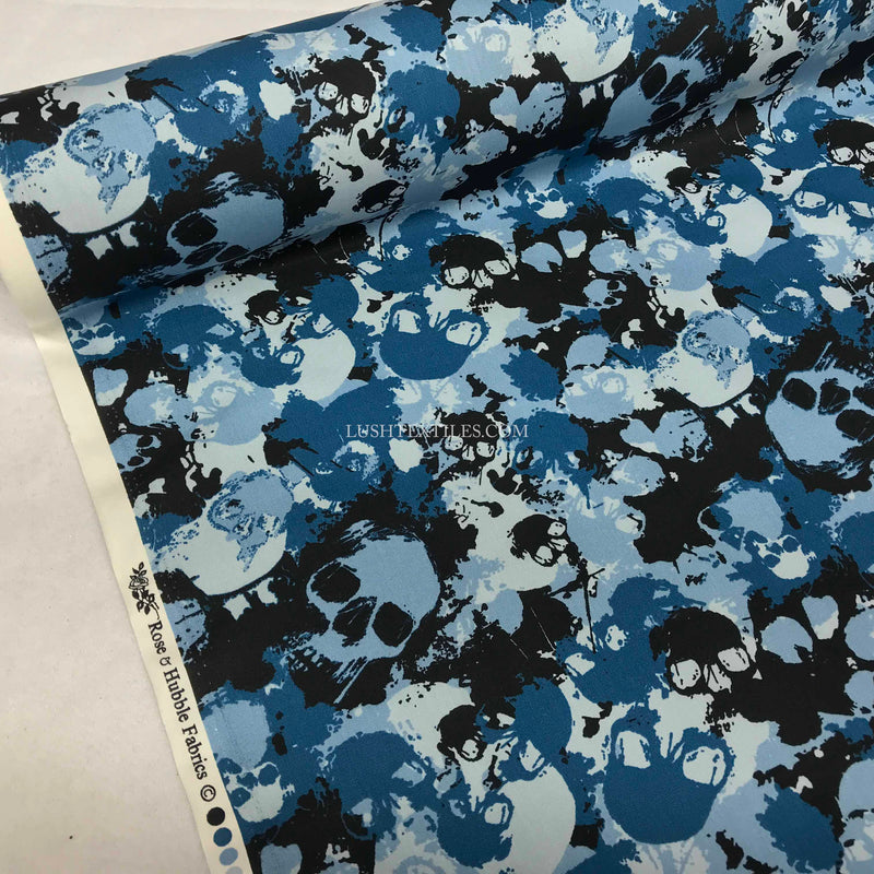 Camouflage Skulls Rose & Hubble Cotton Poplin Fabric