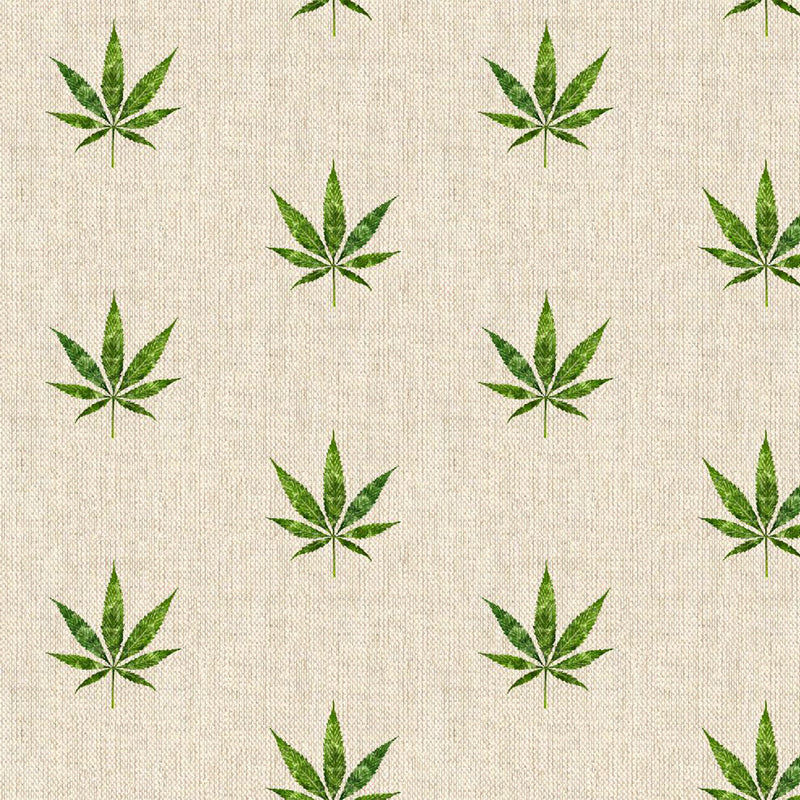 Digital Cotton Linen Fabric, Hemp Leaf