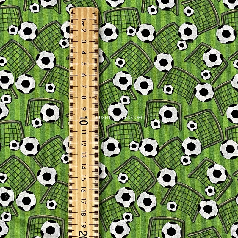 Tissu artisanal en coton numérique à rayures bonbon de football, vert