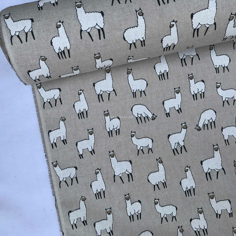 Alpacas Digital Print Linen Cotton Fabric