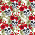 Tissu en popeline de coton Day Of The Dead Skulls Rose &amp; Hubble