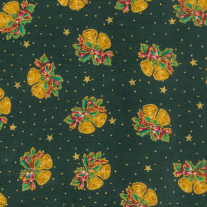 Christmas Bells Cotton Poplin Fabric, Green