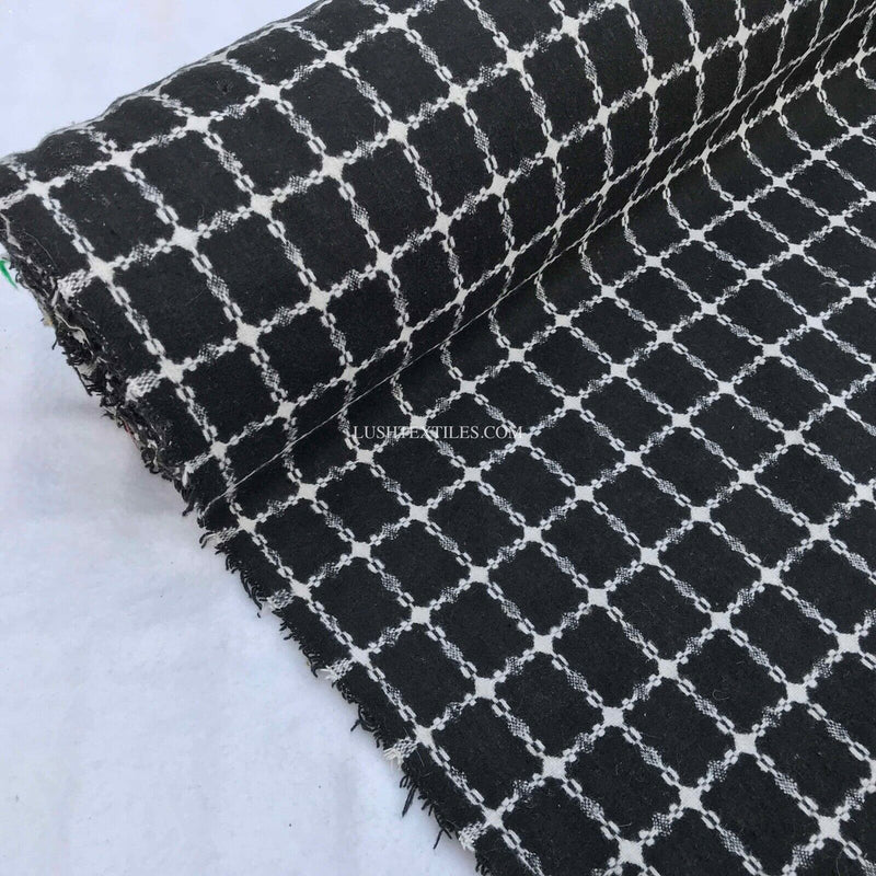 Designer Checks Sewing Wool Blend Melton Fabric Zara Coats Dress Jackets Fabric