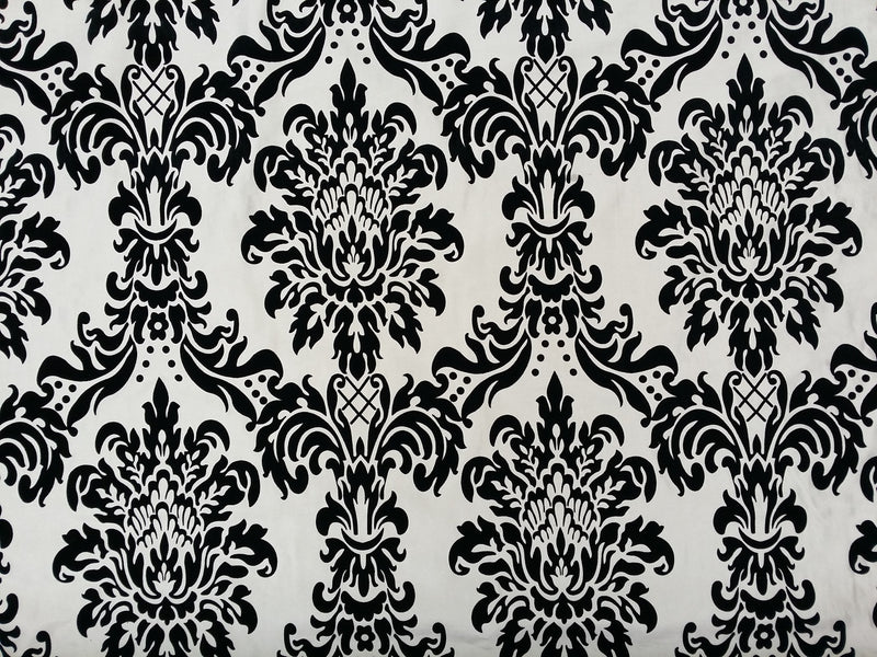 Tissu taffetas floqué velours damassé noir, taupe