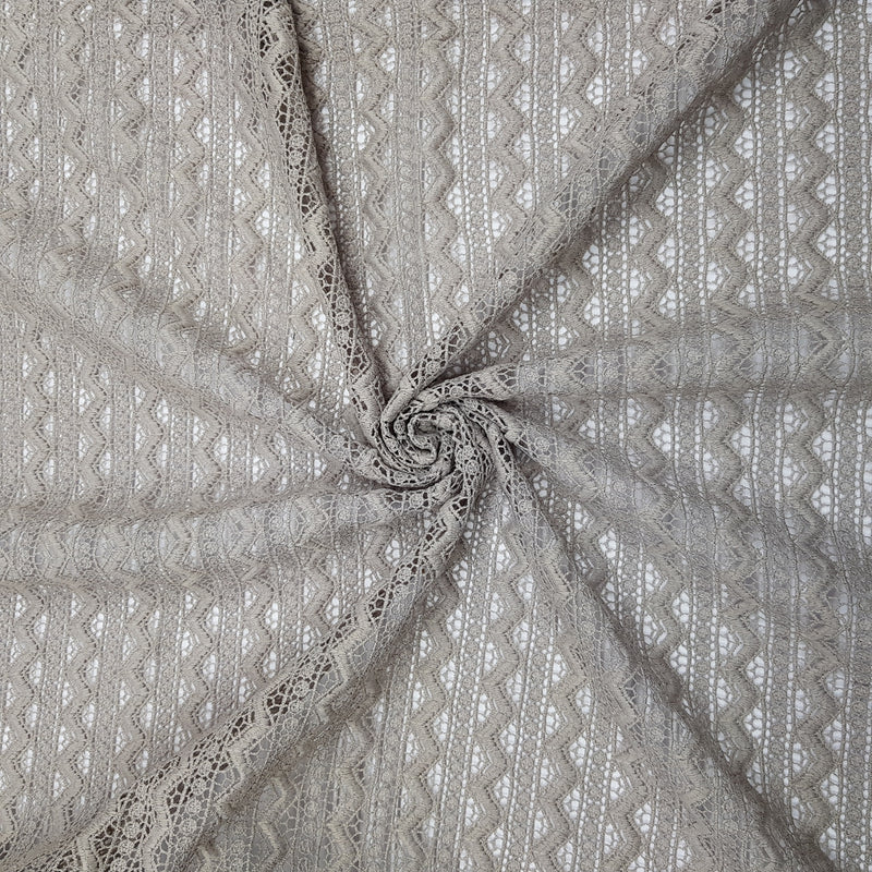 Tissu pour robe en dentelle de coton aztèque, taupe