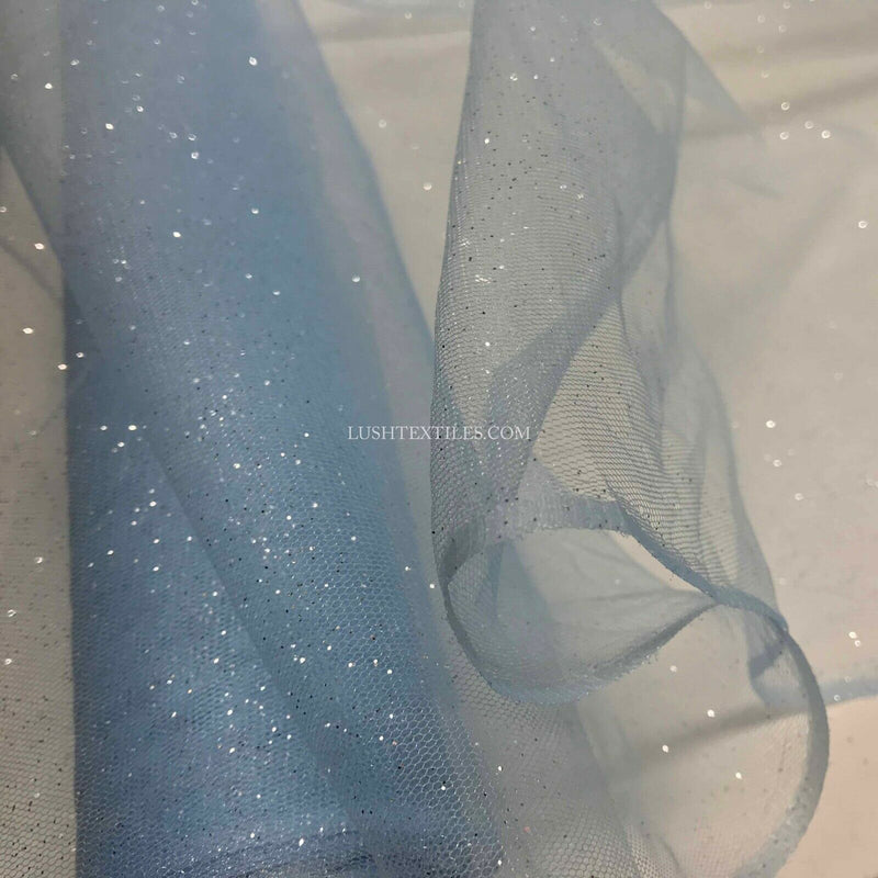 Baby Blue Fairy Tulle Stardust Glitter Sparkling TUTU NET Frozen Fabric Dolls