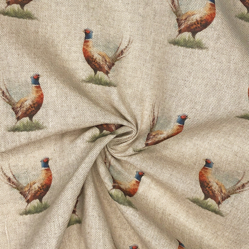 Digital Cotton Animal Linen Fabric, Pheasants