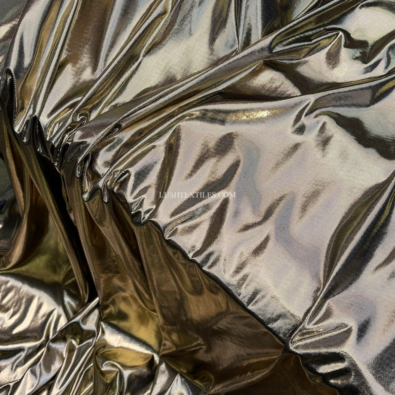 Computer Foil Shiny Dress Fabric, Gold/Black