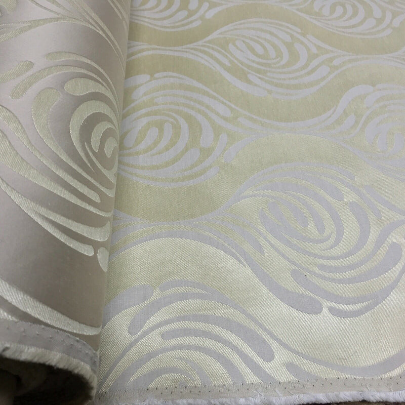 Cream Damask Upholstery Fabric Patterned Curtain Blinds UK BANKRUPT STOCK CHEAP