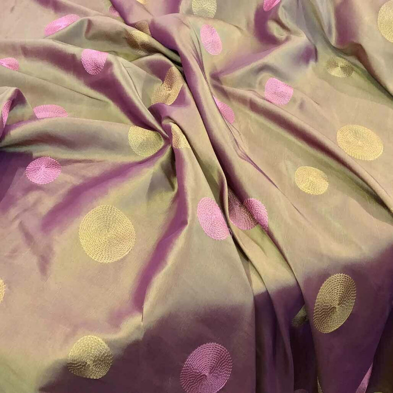 Circle Spots Silk Taffeta Fabric Cushion Curtains Blinds Dressmaking Vintage