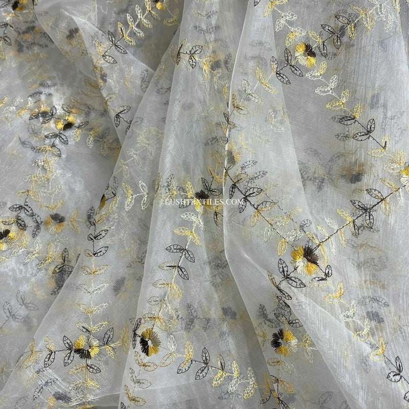 Diamonds Embroidery Voile Fabric, Ivory