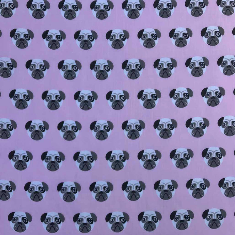 Cute Pugs Print Poly Cotton Craft Fabric