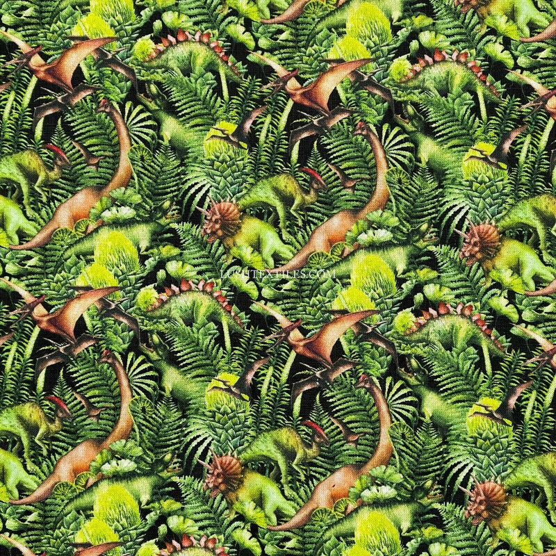 Tissu numérique 100 % coton Dinosaures de la jungle jurassique T-REX Crafty 140 cm de large