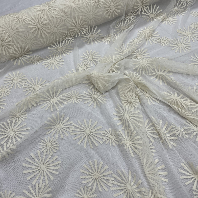 Embroidery Starbuzz Net Lace Fabric, Cream