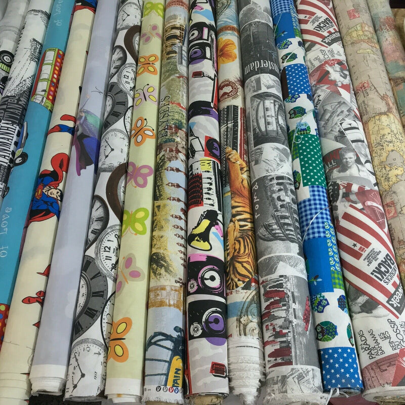 Digital Print Cotton Rich Fabric Curtains Roman Blinds Upholstery Tote Bags