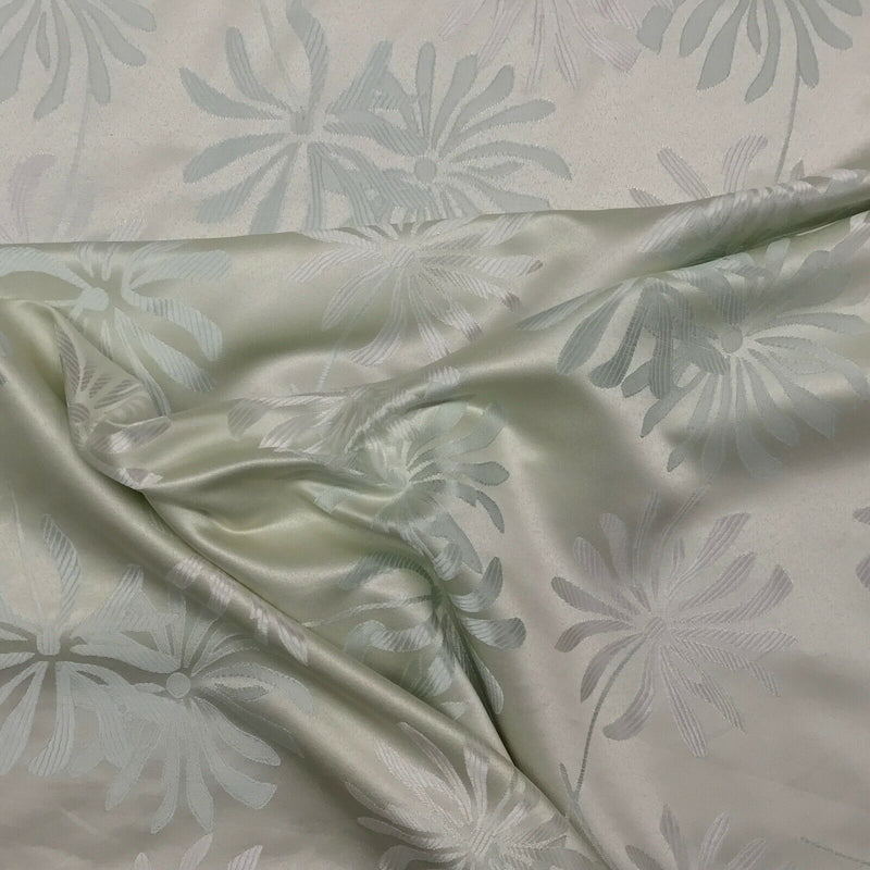 Cream & Green Floral Upholstery Cushion Fabric Curtain Blinds UK BANKRUPT CHEAP