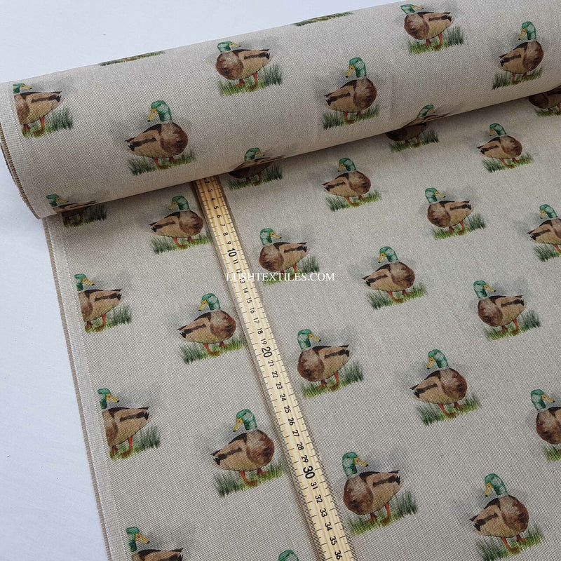 Digital Cotton Animal Linen Fabric, Mallard Ducks