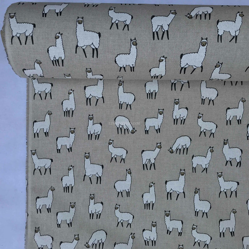 Alpacas Digital Print Linen Cotton Fabric