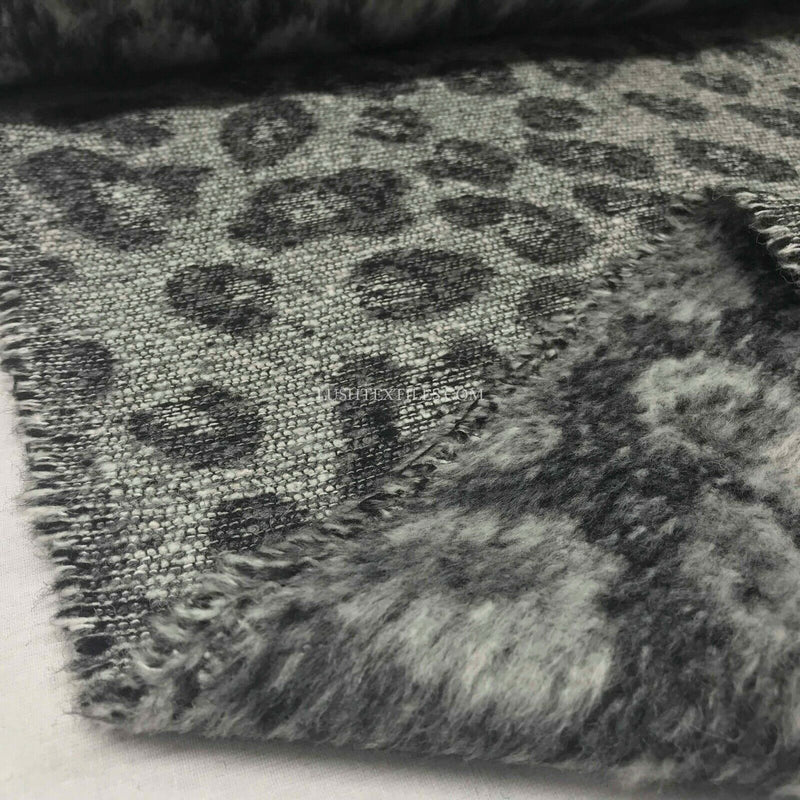 Furry Wool Blend Warm Fabrics Animal Melton Fabric Sew Coat Jacket LEOPARD SPOTS