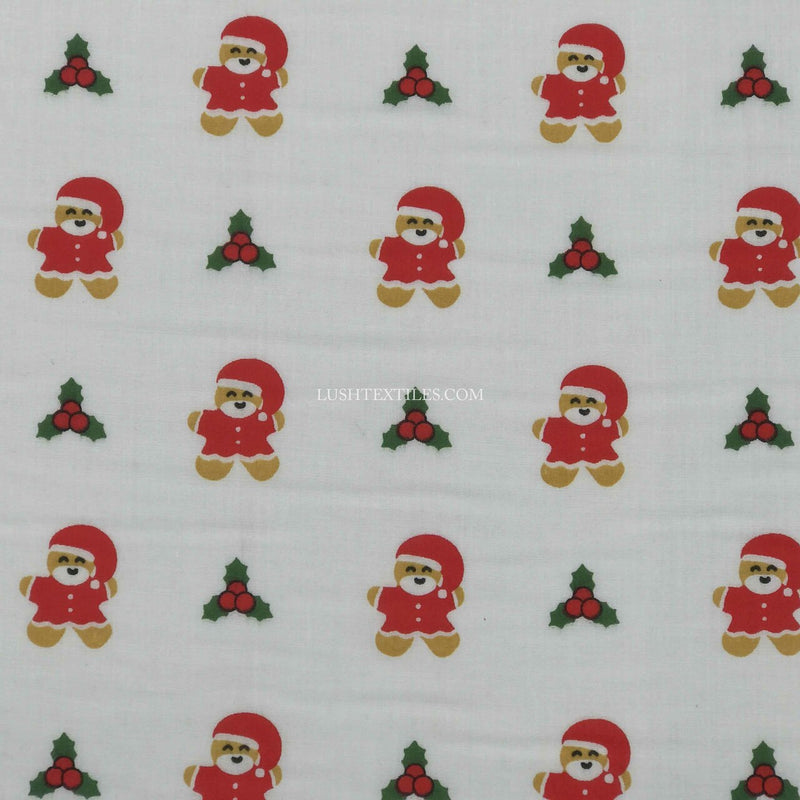 Gingerbread Men Hollies Polycotton Fabric