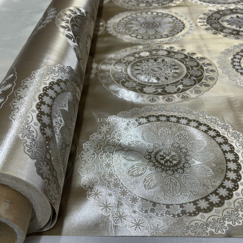 Baroque PVC Oilcloth Fabric Embossed Metallic, Gold