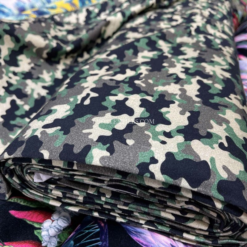 Tissu extensible en jersey de coton camouflage Army, Jungle