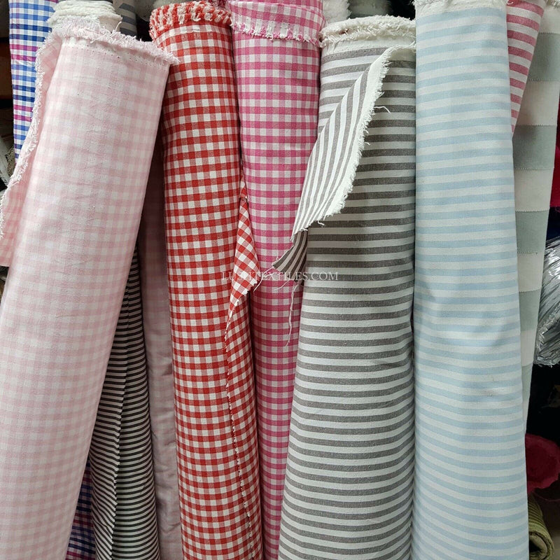 English Gingham COTTON Fabric Checks Ticking Stripes Balmoral Curtain Upholstery