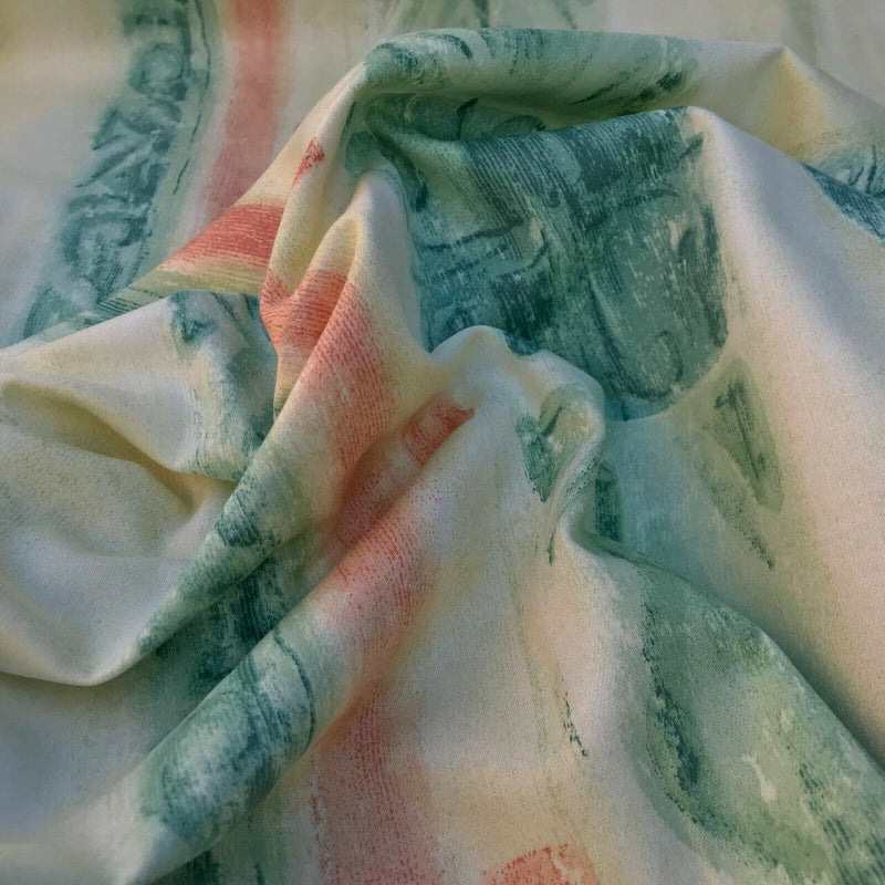 Abstract Print Vintage Cotton Fabric, Cream/Green