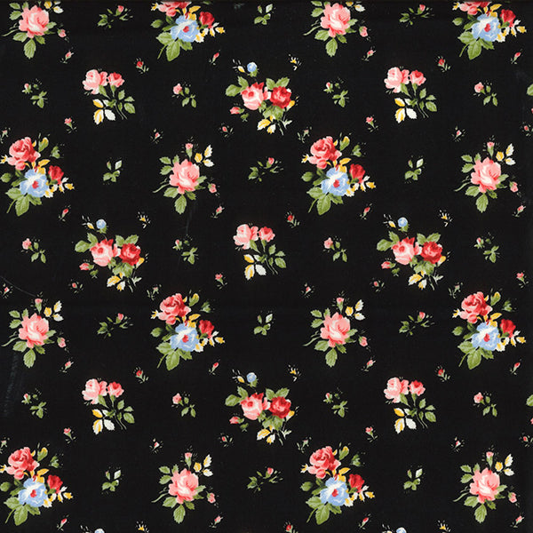 Bouquet Floral Flowers Rose & Hubble Cotton Poplin Fabric