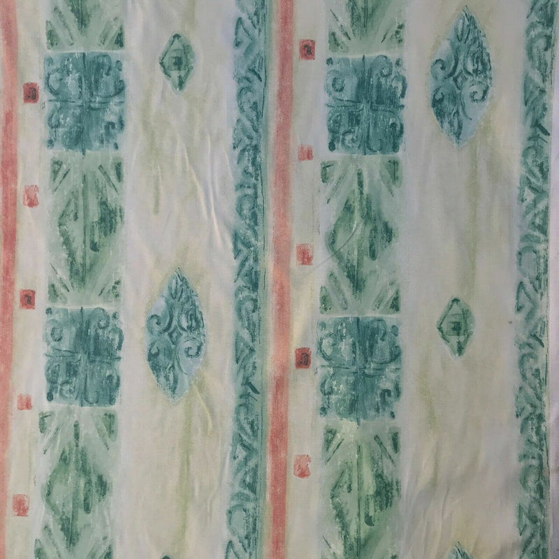 Abstract Print Vintage Cotton Fabric, Cream/Green