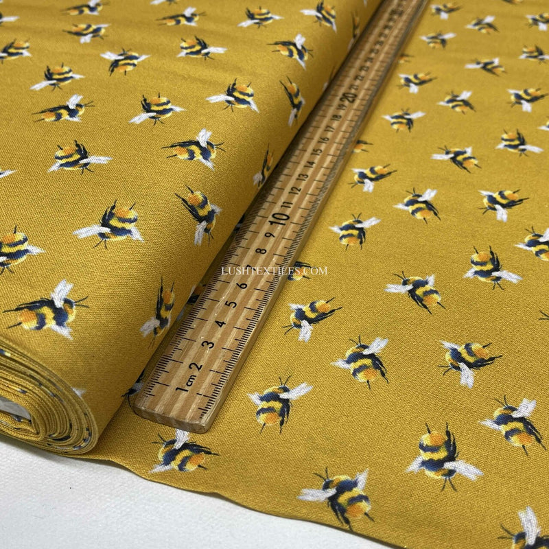 Bumblebee Digital Cotton Craft Bee Fabric, Mustard