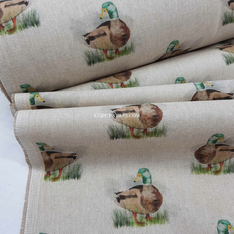 Digital Cotton Animal Linen Fabric, Mallard Ducks