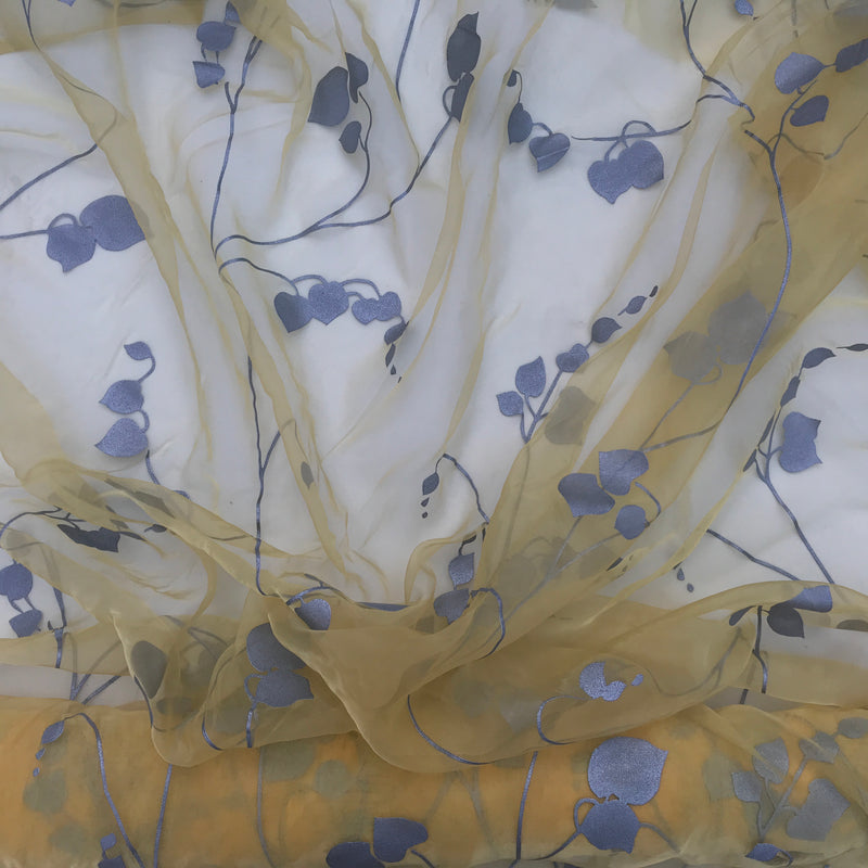 Tissu voile organza Floral Blossom, Jaune