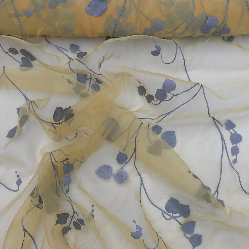 Tissu voile organza Floral Blossom, Jaune