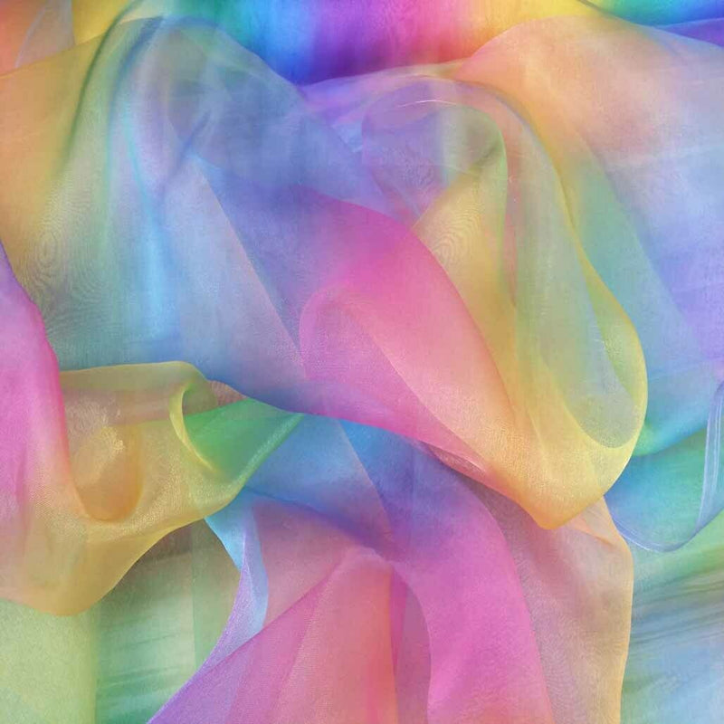 Rainbow Organza Voile Fabric