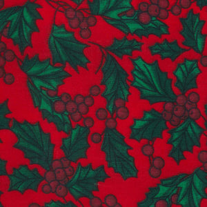 Hollies Print Xmas Polycotton Fabric