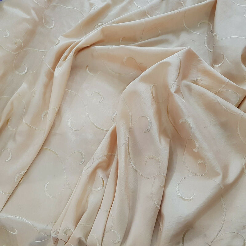 Gold Swirls Embroidery Taffeta Fabric