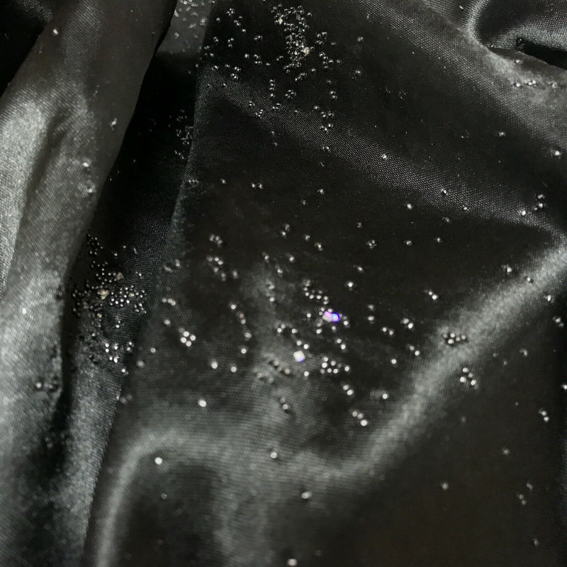 Black Satin Gem Stone Fabric